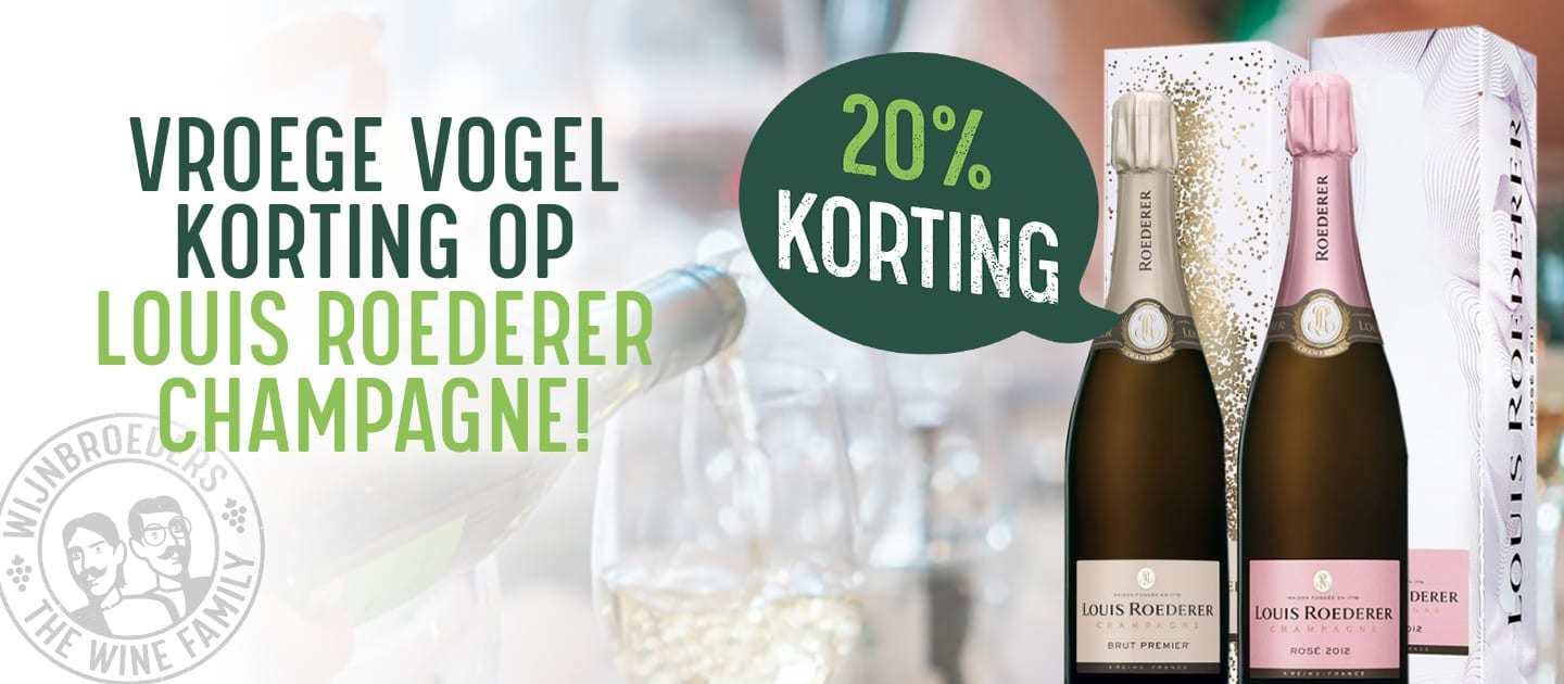 Vroege vogel korting 20% Korting op Champagne van Louis Roederer Brut Rosé + Louis Roederer Brut Premier